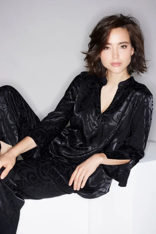 Scroll Satin Jacquard Long Sleeve PJ sold by Natori
