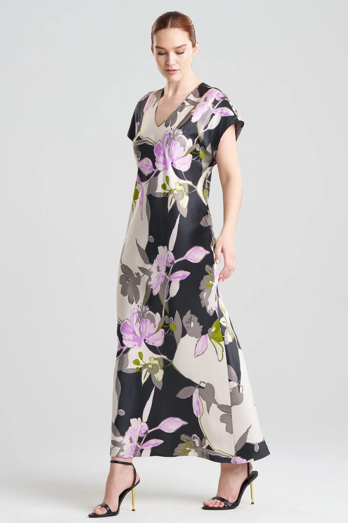 Tsubaki Satin Short Sleeve Caftan sold by Natori