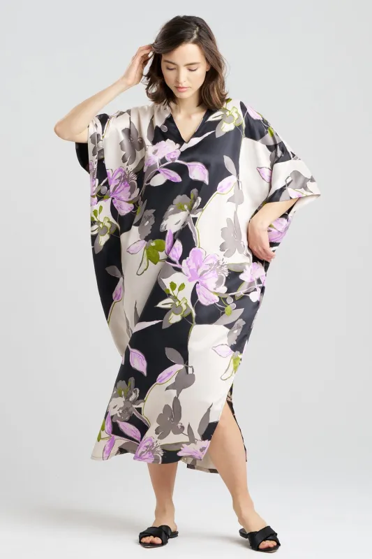 Tsubaki Satin V-Neck Caftan made by Natori
