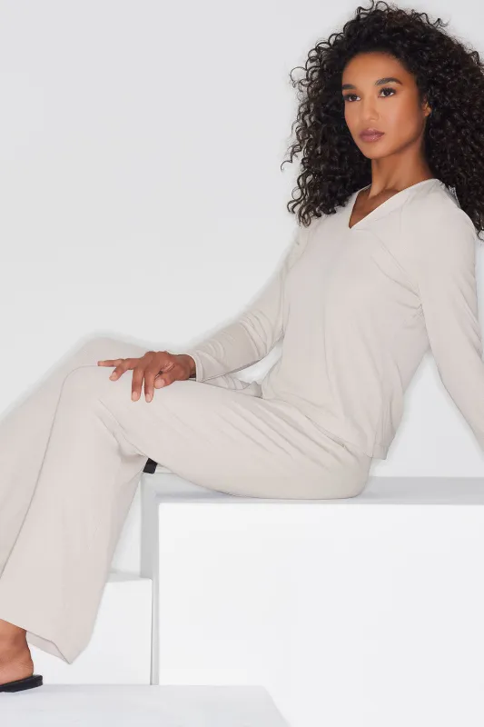 Rib Essentials V-Neck Long Sleeve PJ sold by Natori