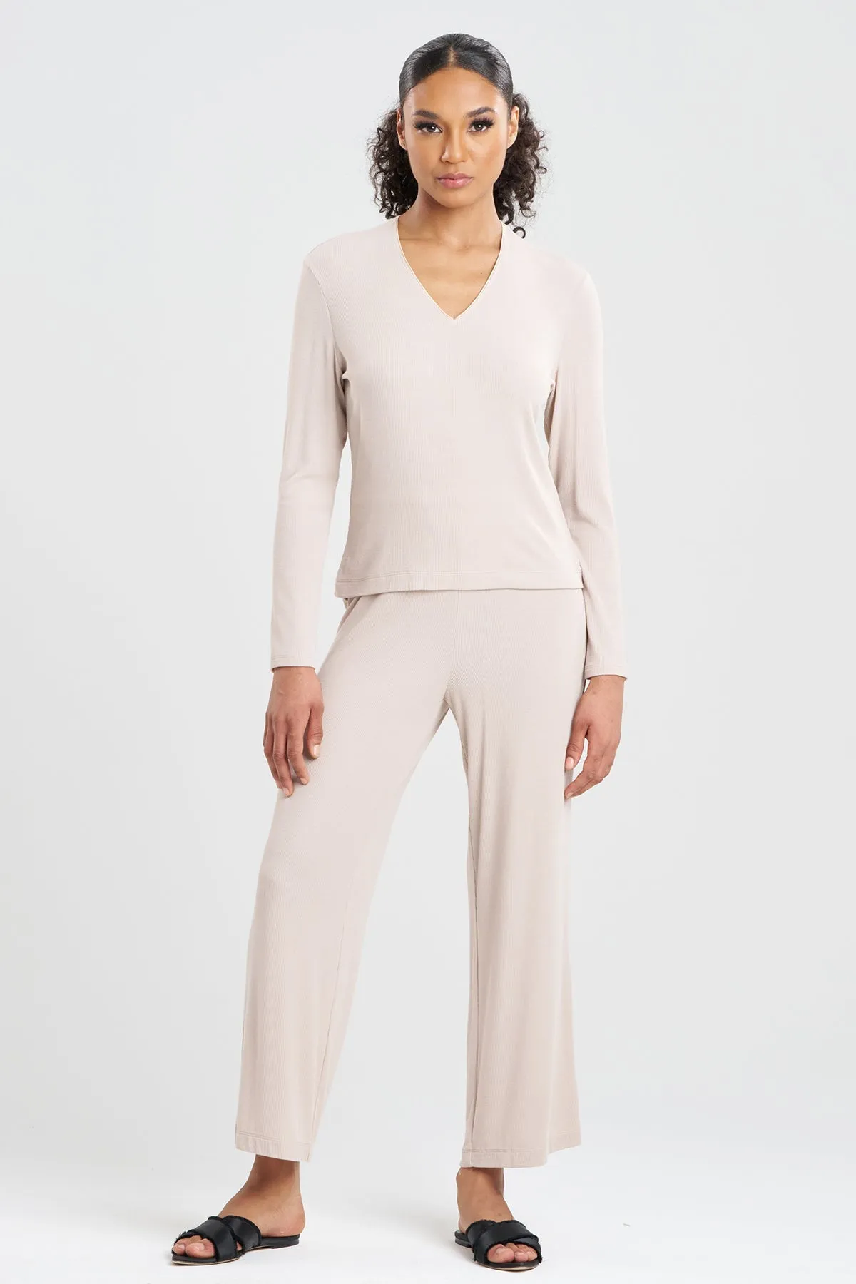 Rib Essentials V-Neck Long Sleeve PJ sold by Natori product image thumbnail 2