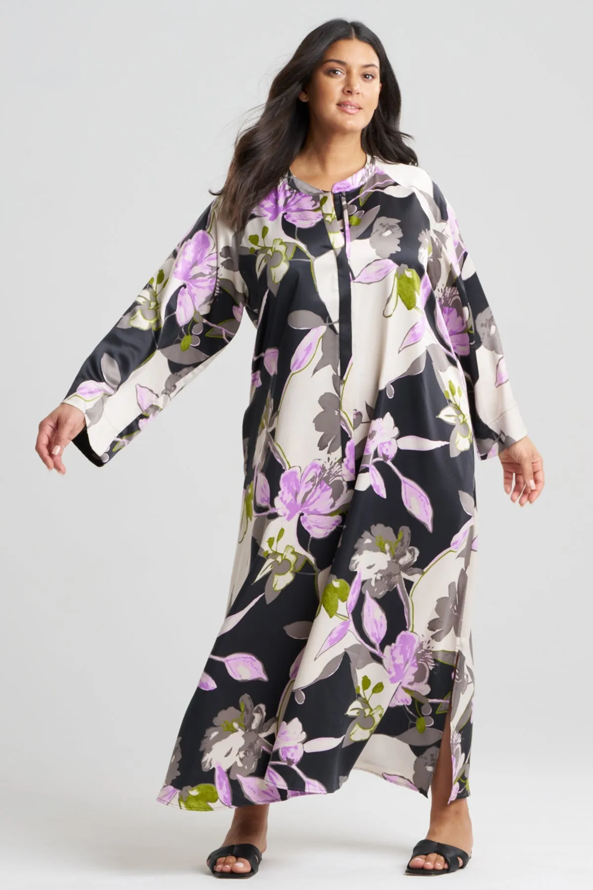 Tsubaki Satin Mandarin Zip Caftan sold by Natori product image thumbnail 3