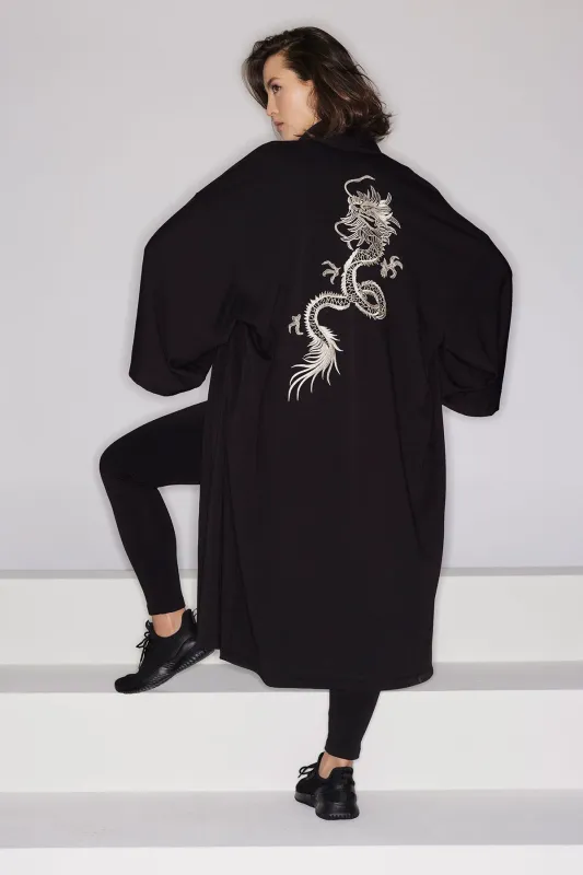 Cocoon Brushed French Terry Dragon Embroidered Robe sold by Natori