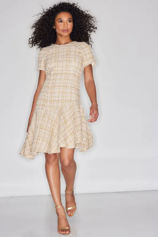 Sparkle Tweed Short Sleeve Flounce Dress made by Natori