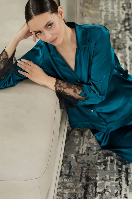 Lolita Lace Trim Silk Notch PJ sold by Natori