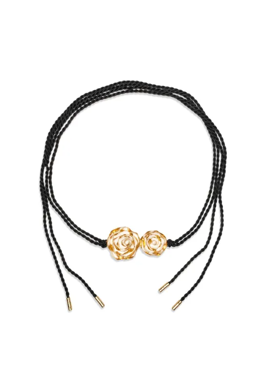 Rosette Gold Plated Pendant Rope Belt sold by Natori