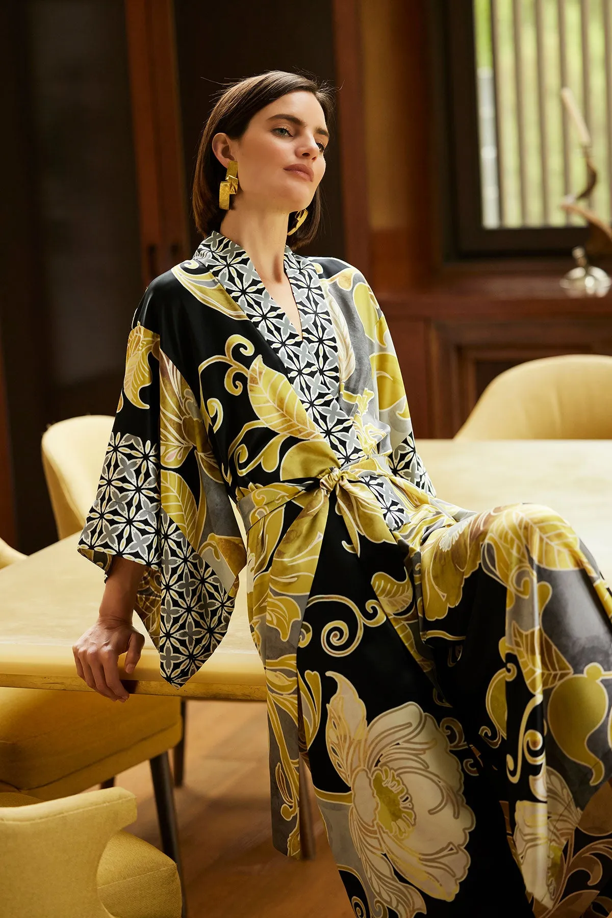 Deco Printed Charmeuse Kimono Robe sold by Natori