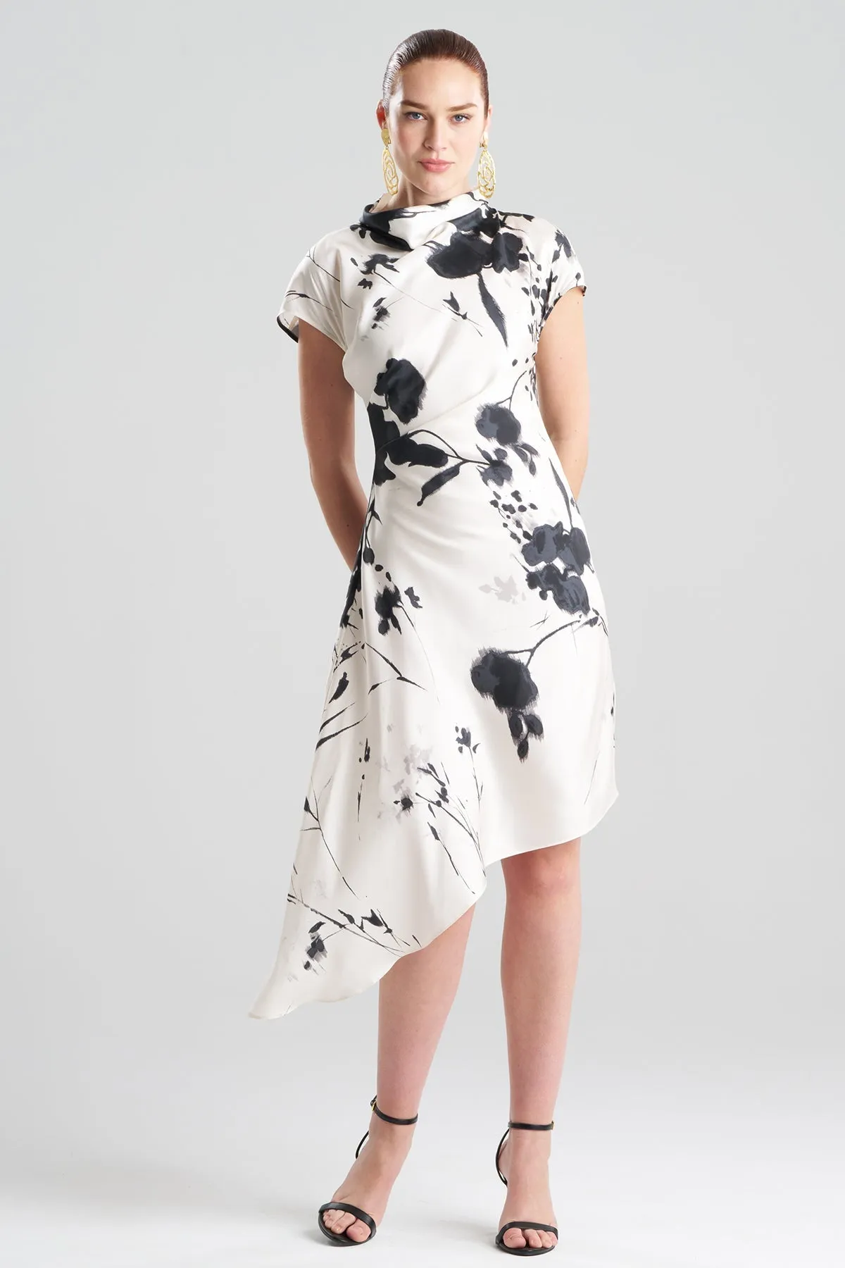 Nara Silk Twill Asymmetric Pleated Dress sold by Natori product image thumbnail 2