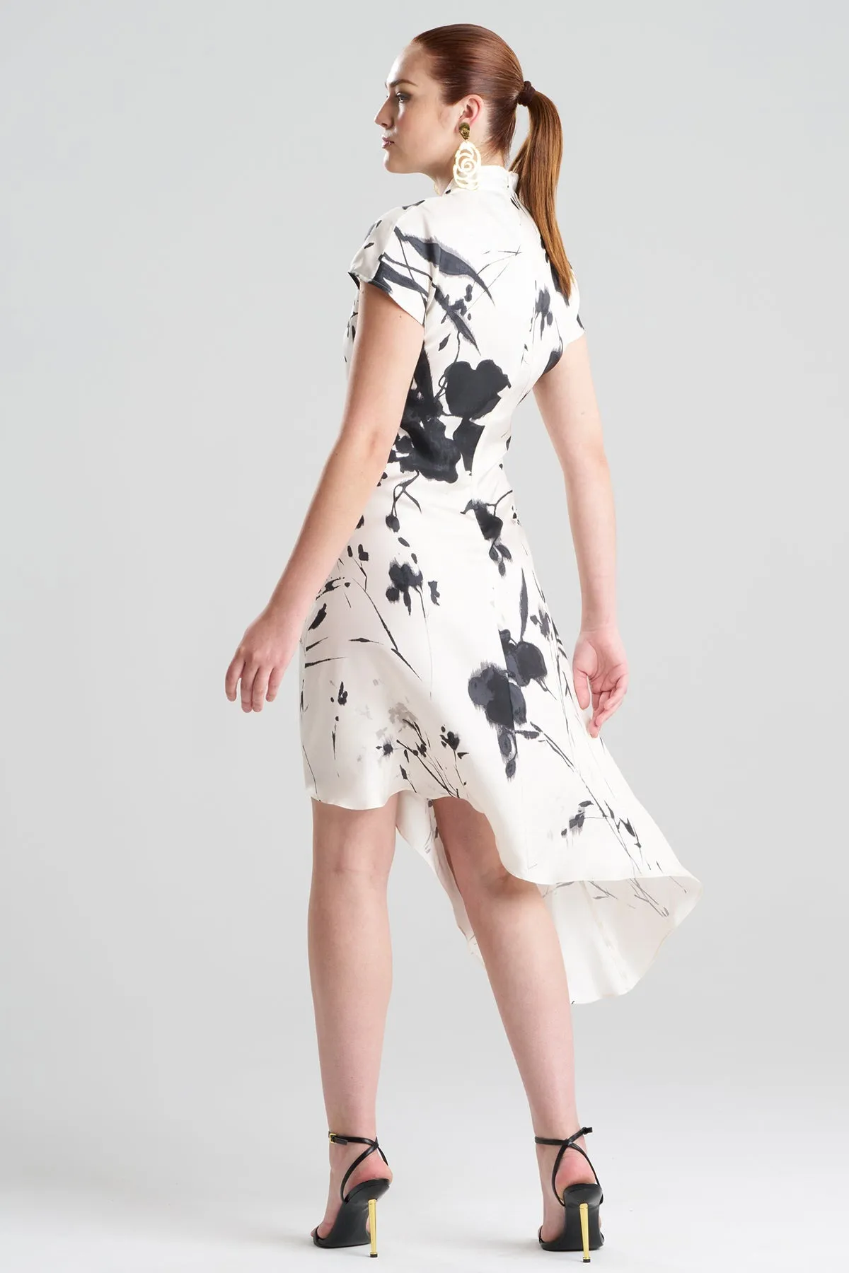 Nara Silk Twill Asymmetric Pleated Dress sold by Natori product image thumbnail 3