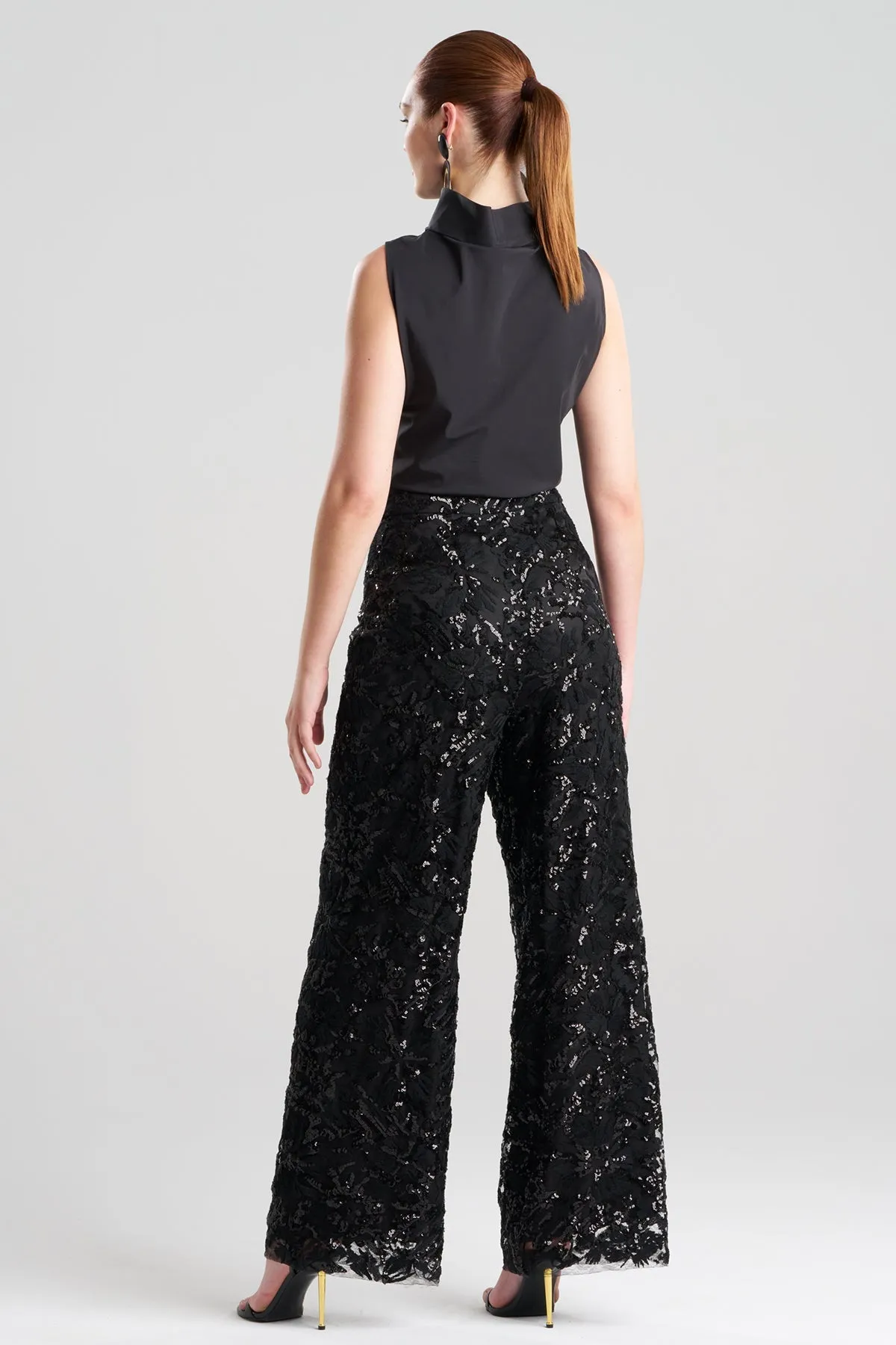 Floral Sequin Lace Side Zip Straight Leg Pants sold by Natori product image thumbnail 3