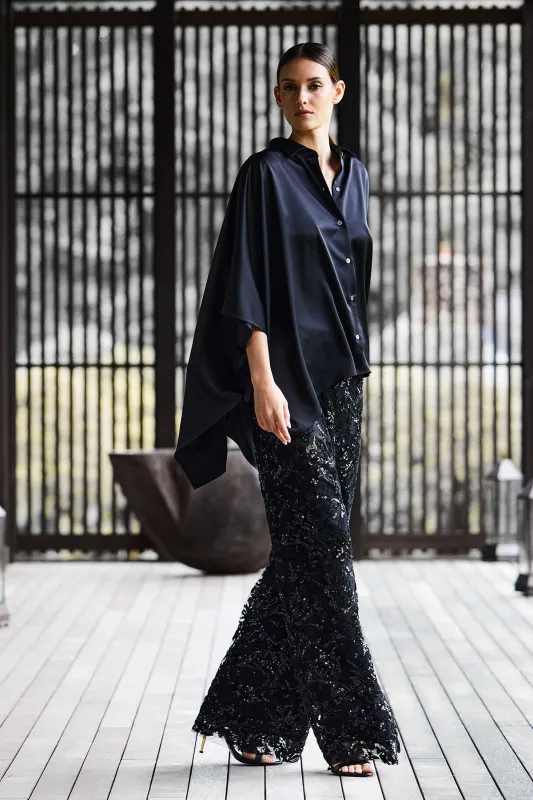 Floral Sequin Lace Side Zip Straight Leg Pants sold by Natori