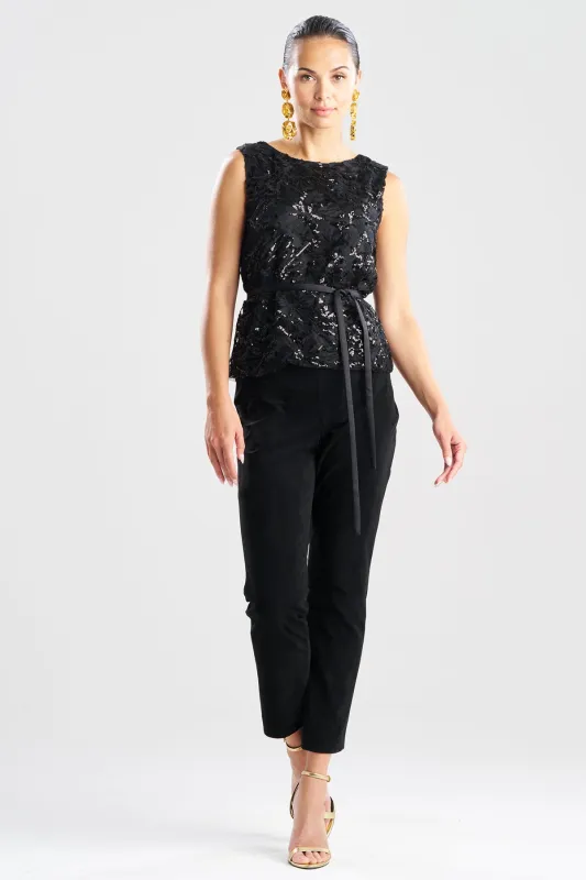 Floral Sequin Lace Belted Sleeveless Top sold by Natori