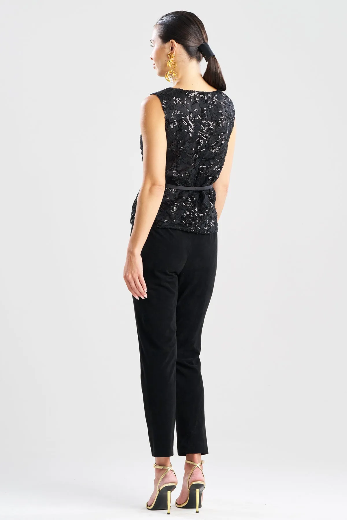Floral Sequin Lace Belted Sleeveless Top sold by Natori product image thumbnail 2