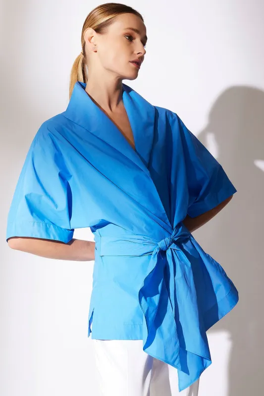 Techno Poplin Wrap Top sold by Natori