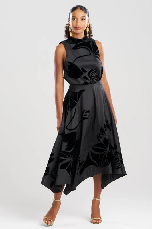 Couture Silk Dupioni Embroidered Skirt sold by Natori