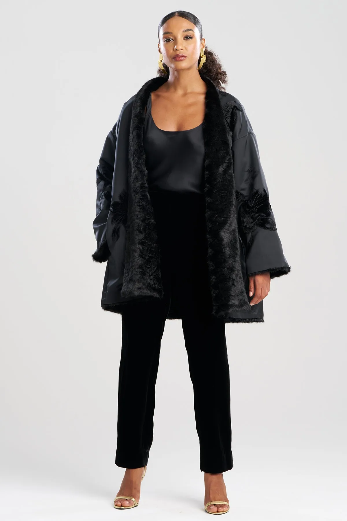 Couture Duchess Satin Embroidered Fur Coat sold by Natori product image thumbnail 2