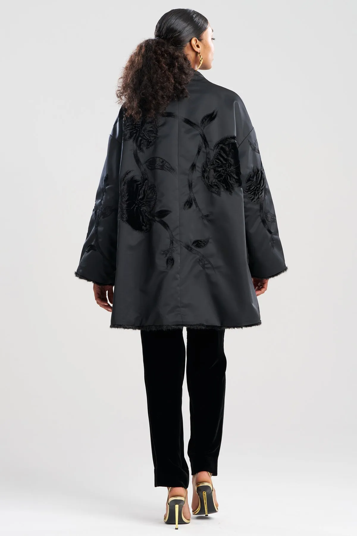 Couture Duchess Satin Embroidered Fur Coat sold by Natori product image thumbnail 3