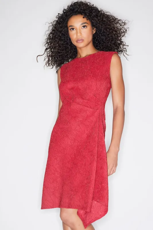 Botanic Textured Jacquard Sleeveless Side Drape Dress sold by Natori