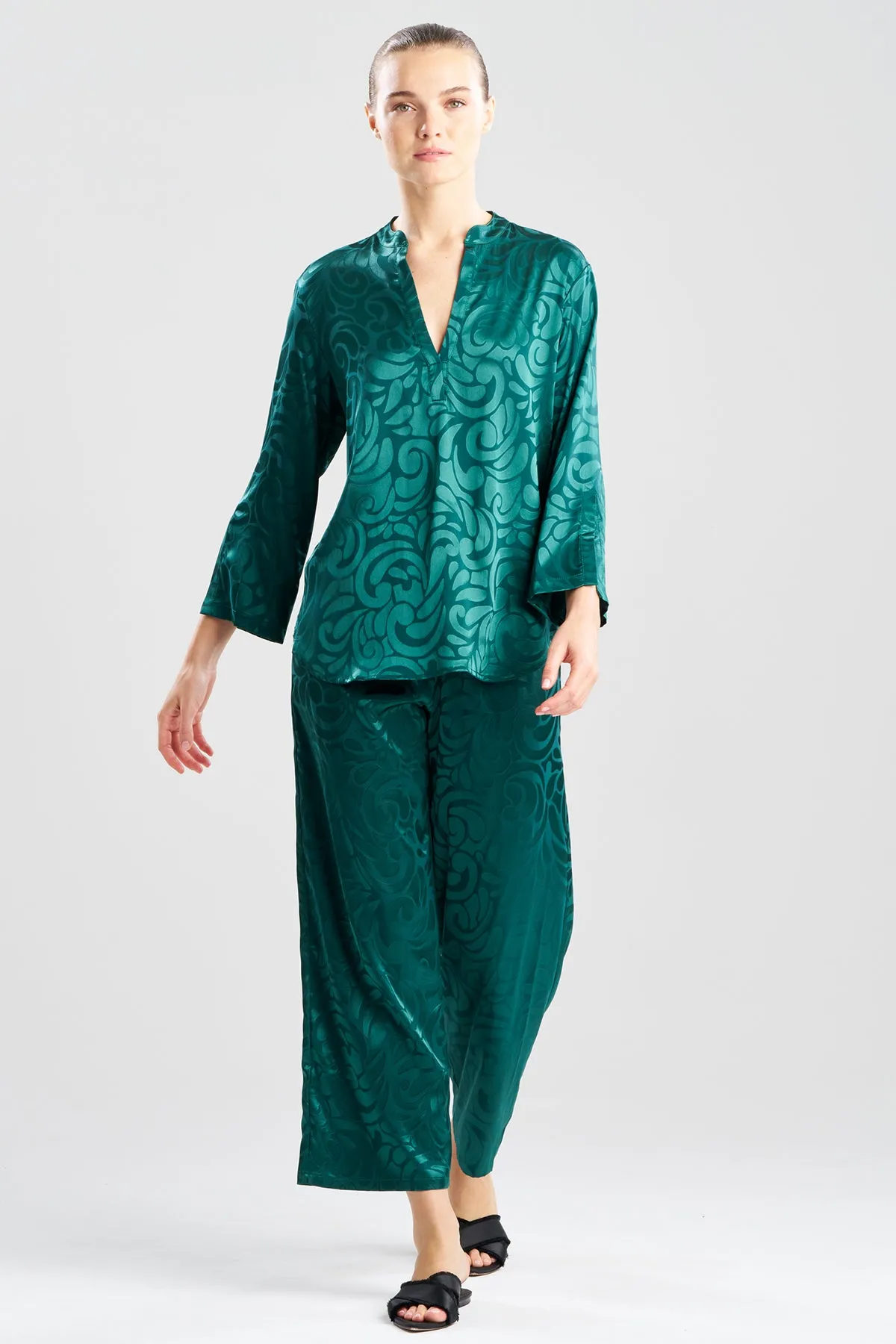 Scroll Satin Jacquard Long Sleeve PJ sold by Natori