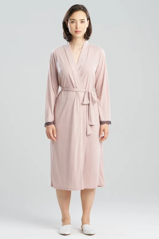 Dhalia Knit Jersey Lace Robe sold by Natori