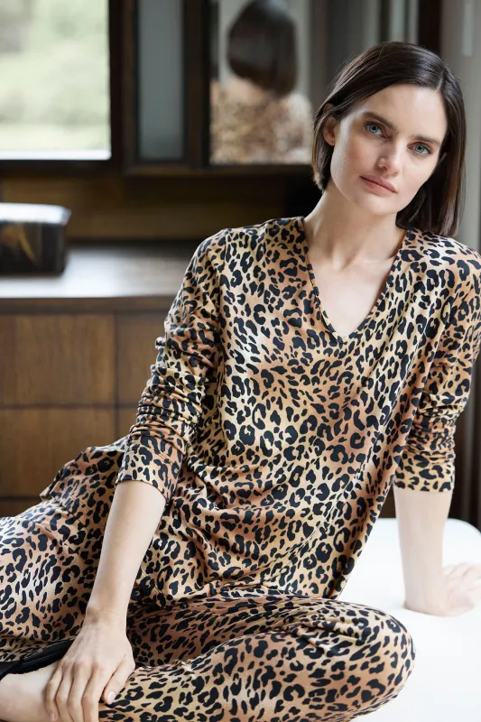 Exotic Animal Cozy Knit V-Neck PJ sold by Natori