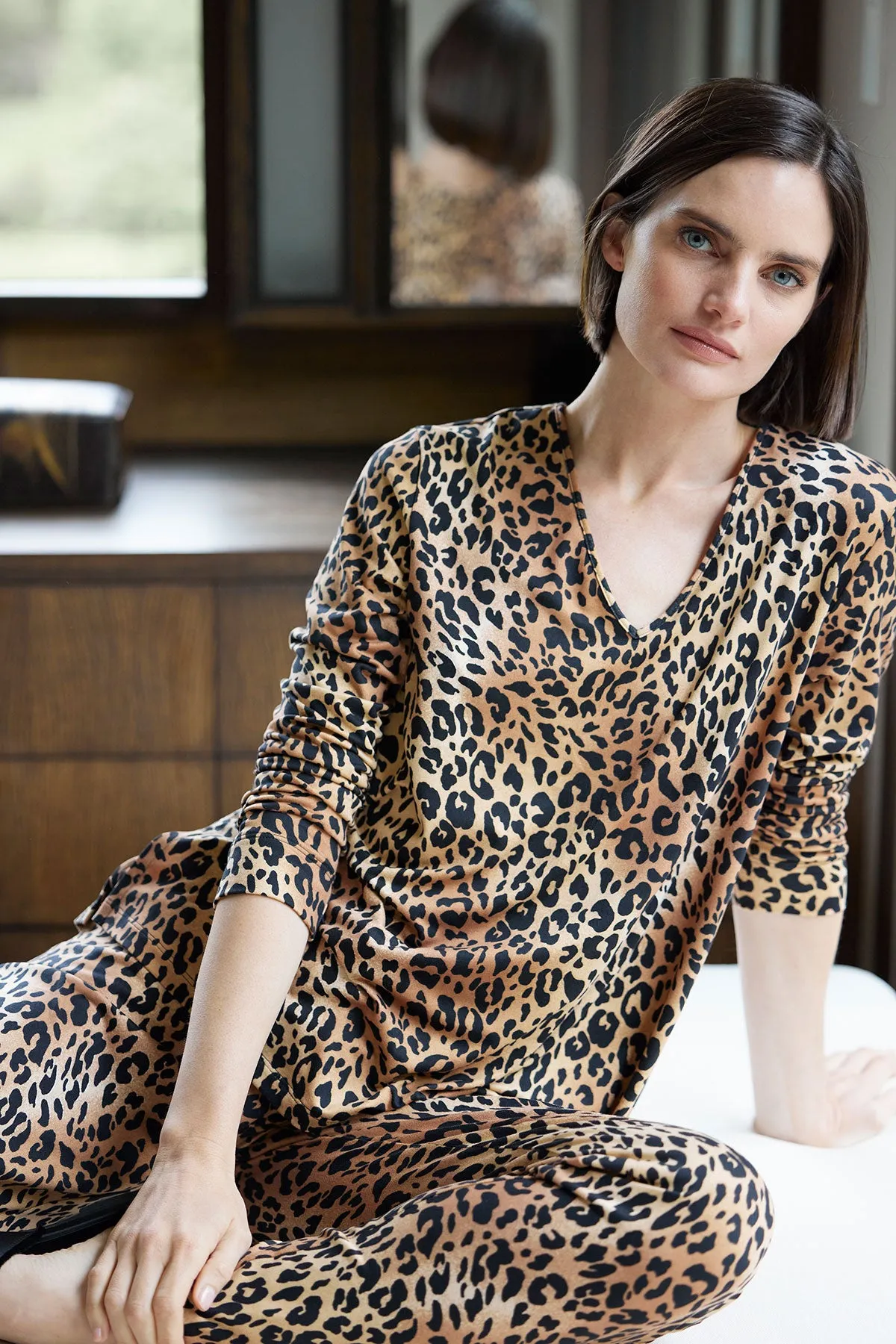 Exotic Animal Cozy Knit V-Neck PJ sold by Natori