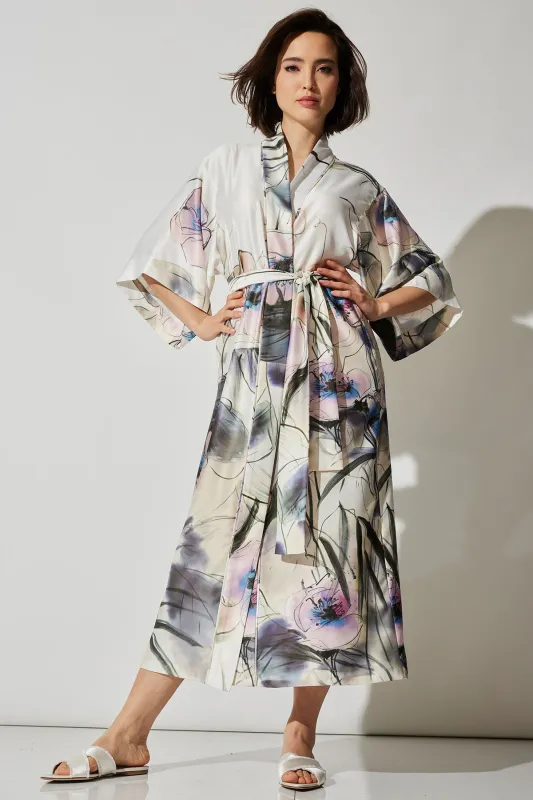 Hiyaku Printed Charmeuse Robe sold by Natori