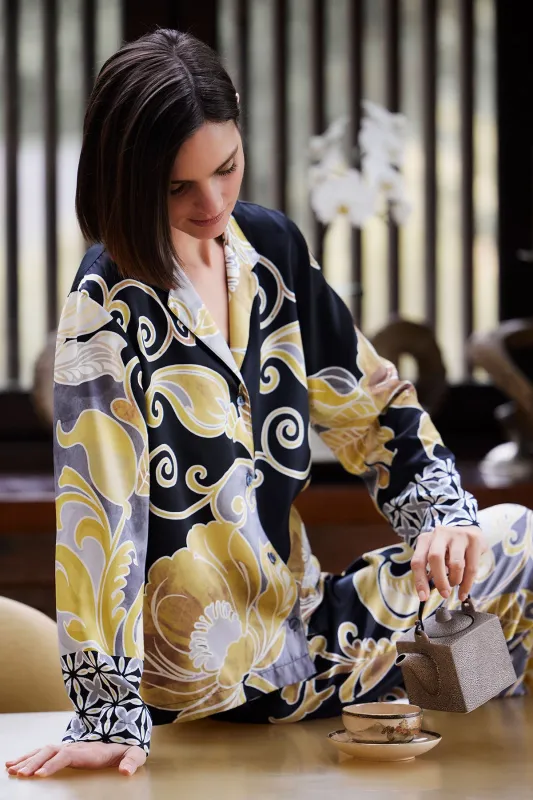 Deco Printed Charmeuse Notch PJ sold by Natori