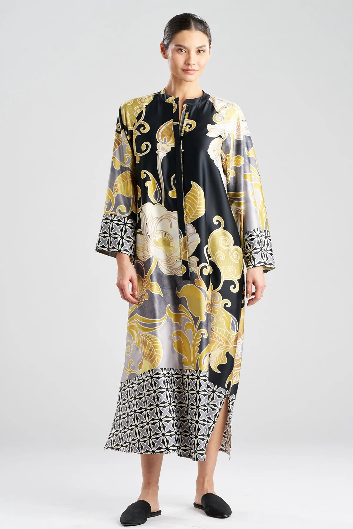 Deco Printed Charmeuse Zip Caftan sold by Natori