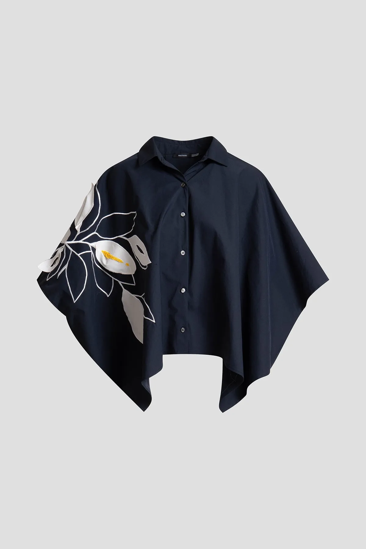 Tech Cotton Taffeta Embroidered Button Down Caftan Shirt sold by Natori product image thumbnail 5