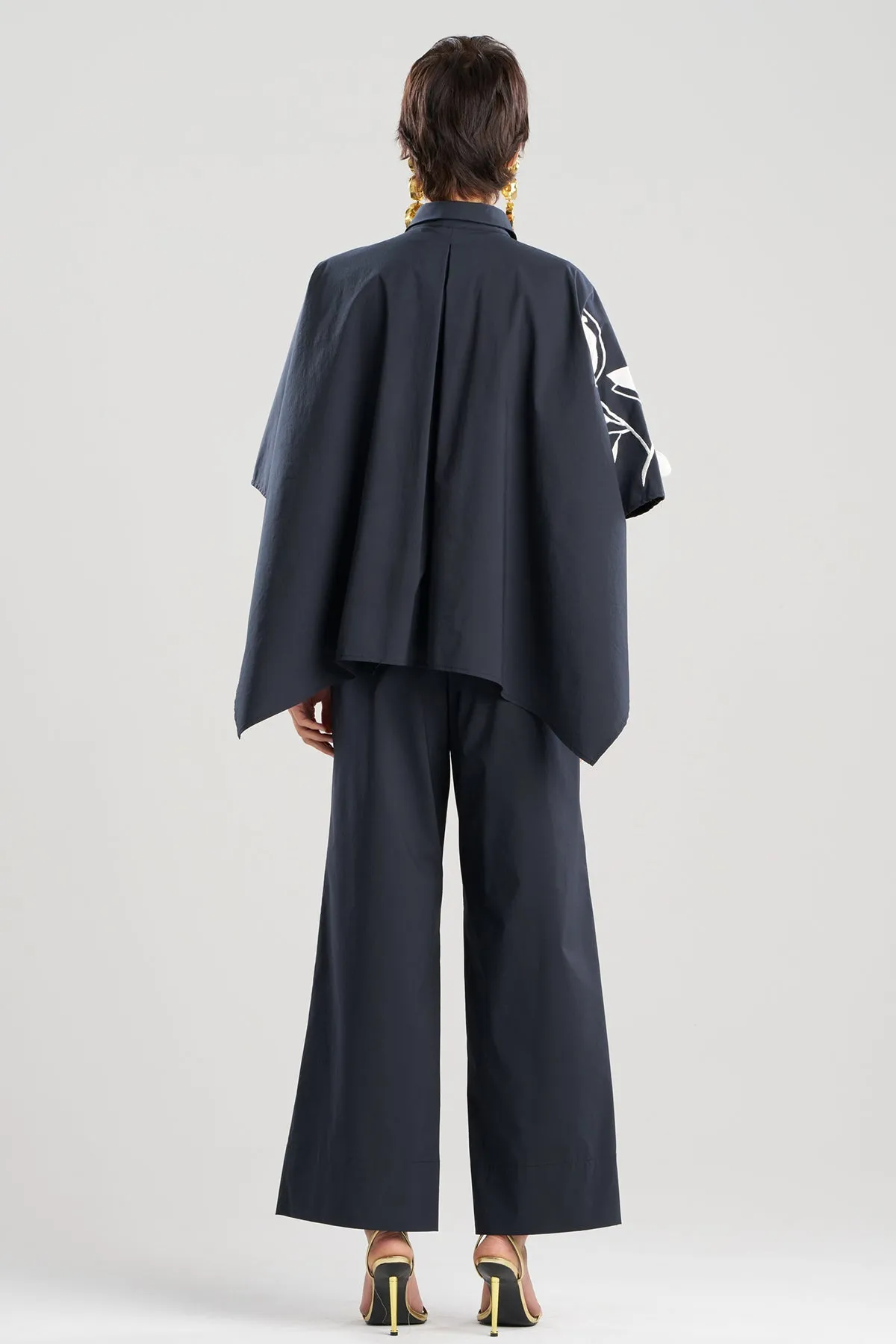Tech Cotton Taffeta Embroidered Button Down Caftan Shirt sold by Natori product image thumbnail 3