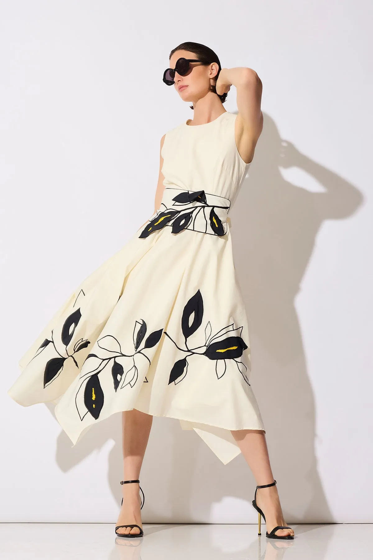 Tech Cotton Taffeta Embroidered Origami Maxi Dress sold by Natori product image thumbnail 4