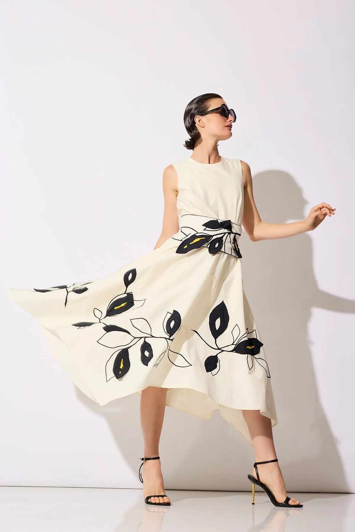 Tech Cotton Taffeta Embroidered Origami Maxi Dress sold by Natori product image thumbnail 5