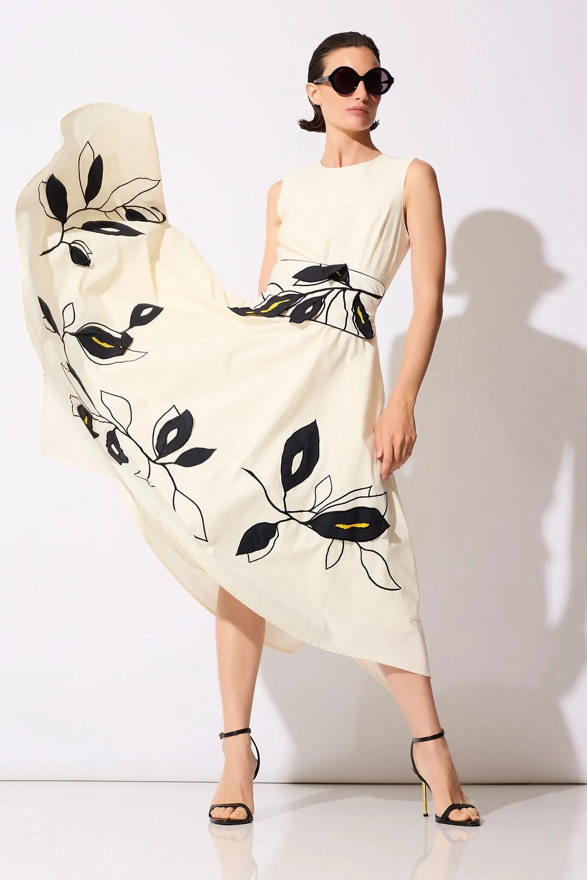 Tech Cotton Taffeta Embroidered Origami Maxi Dress sold by Natori