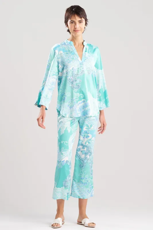 Flourish Printed Satin Mandarin PJ sold by Natori
