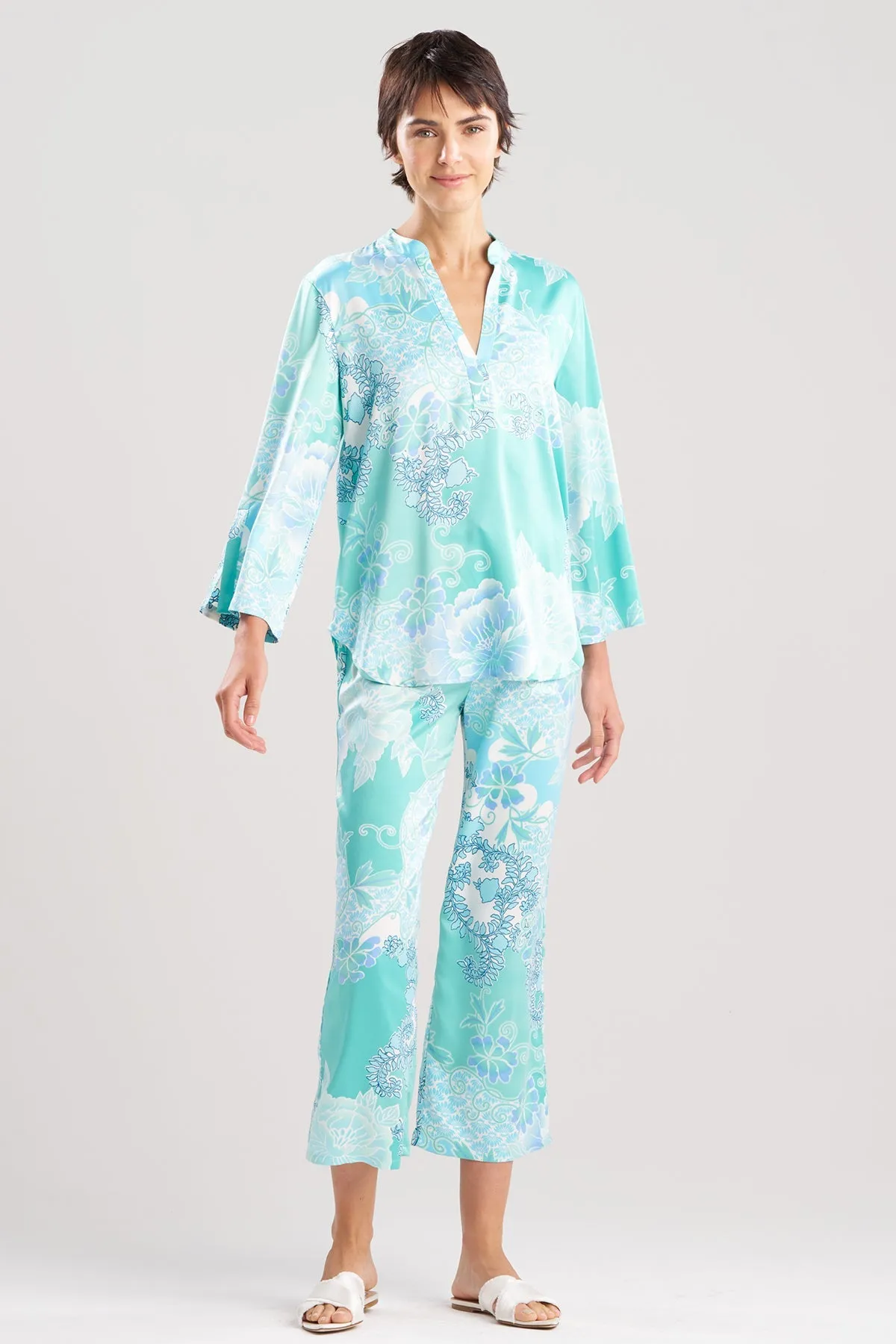 Flourish Printed Satin Mandarin PJ sold by Natori
