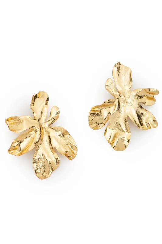 Peony Gold Plated Earrings sold by Natori