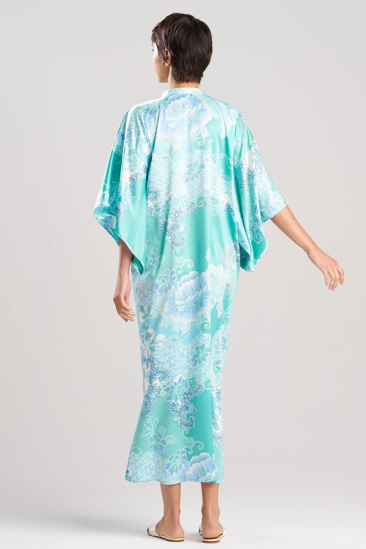 Flourish Printed Satin Mandarin Butterfly Caftan sold by Natori product image thumbnail 2