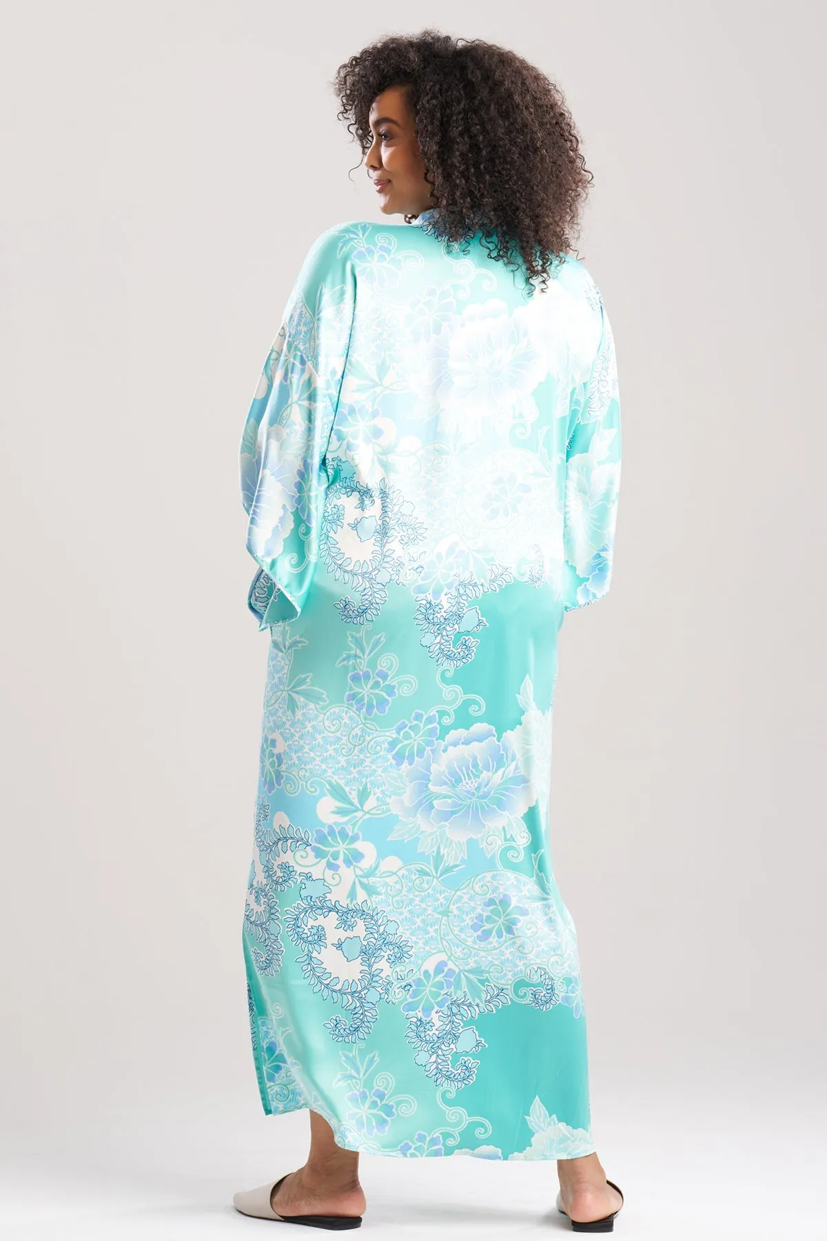 Flourish Printed Satin Mandarin Butterfly Caftan sold by Natori product image thumbnail 4