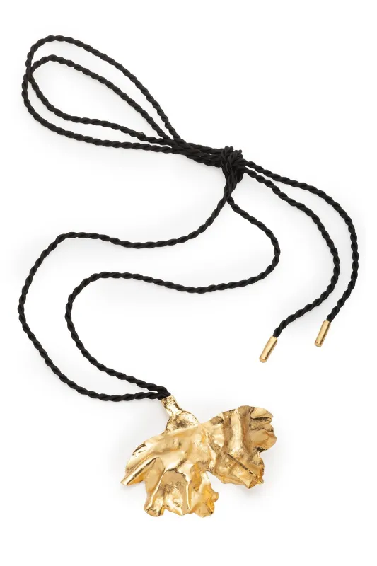 Peony Gold Plated Oversized Pendant Rope Belt made by Natori