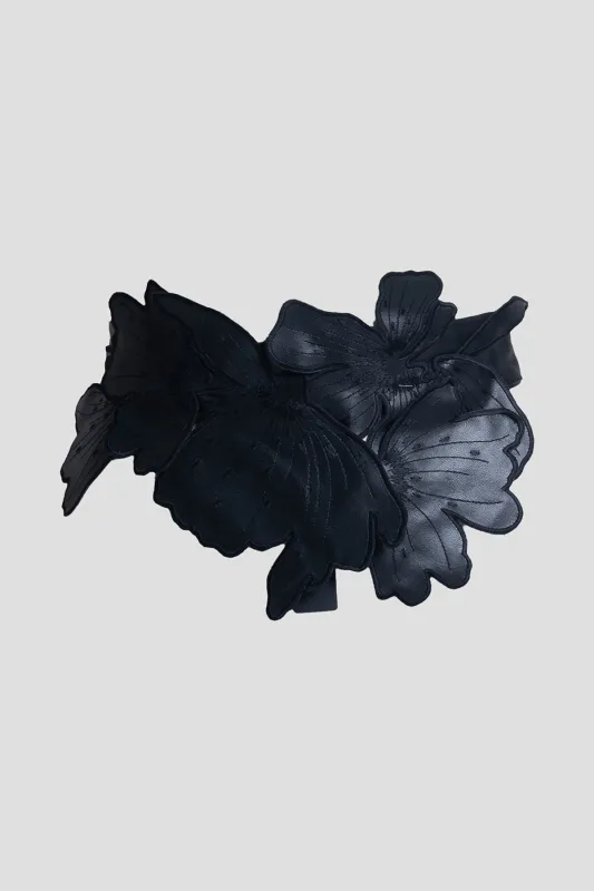 Vegan Luxe Lambskin Embroidered 3D Obi Belt made by Natori