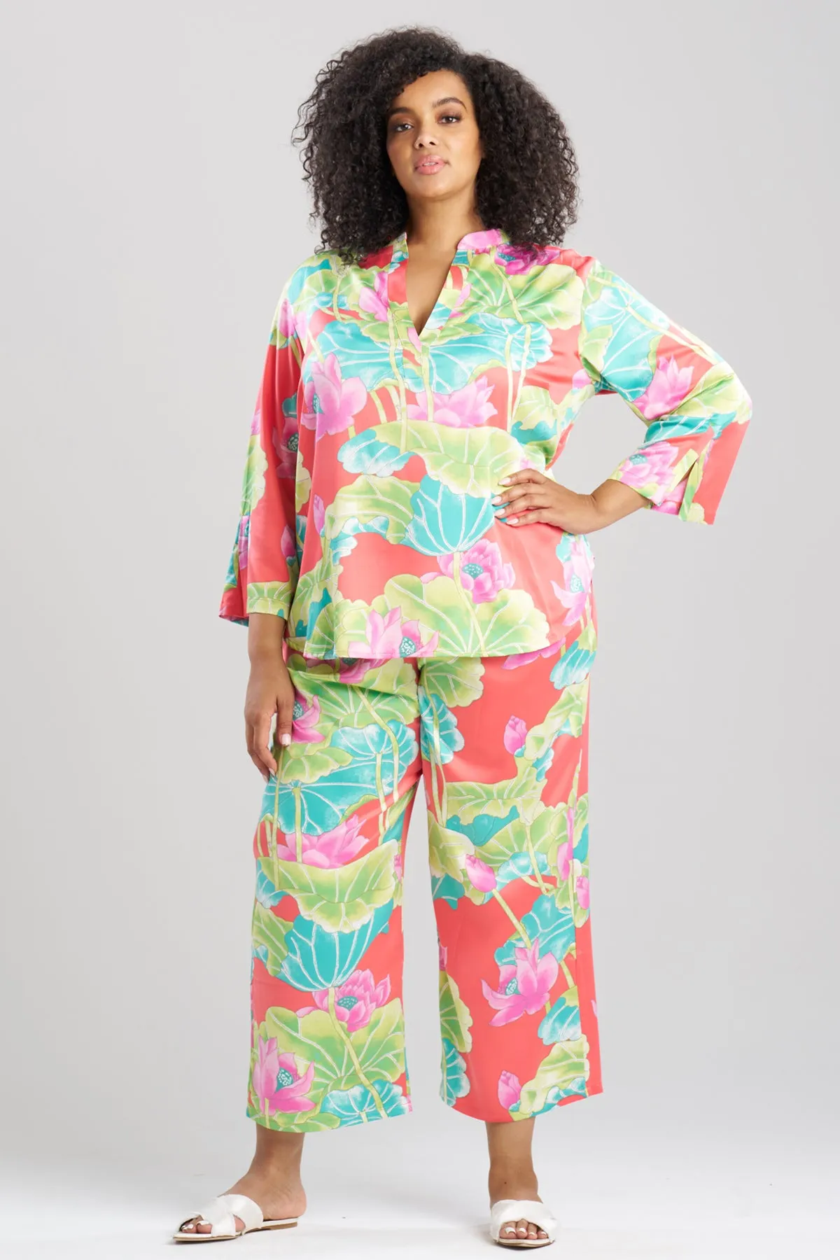 Ascendant Lotus Printed Satin Mandarin PJ Set sold by Natori product image thumbnail 5