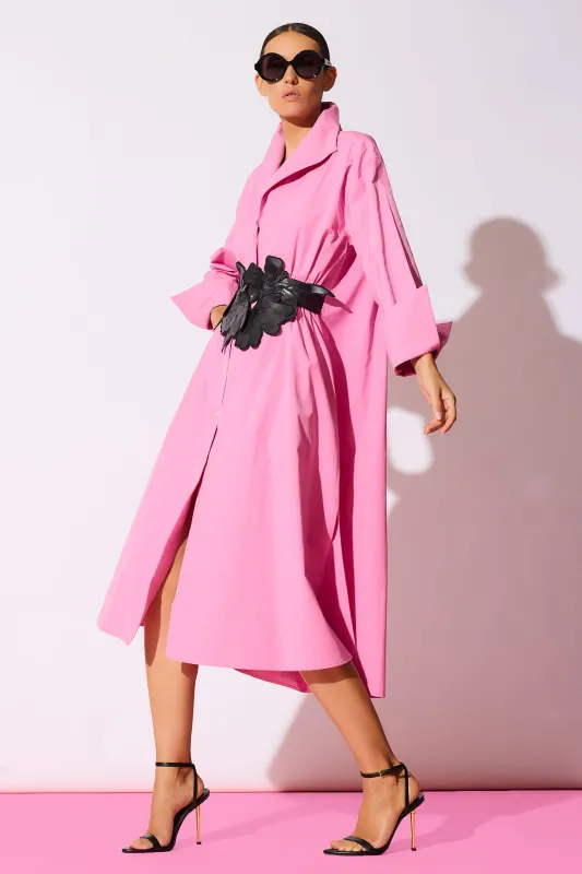 Tech Cotton Taffeta Tunnel Belted Trapeze Dress made by Natori