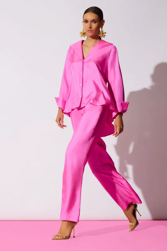 Solid Silk Twill Button Down Trapeze Shirt sold by Natori