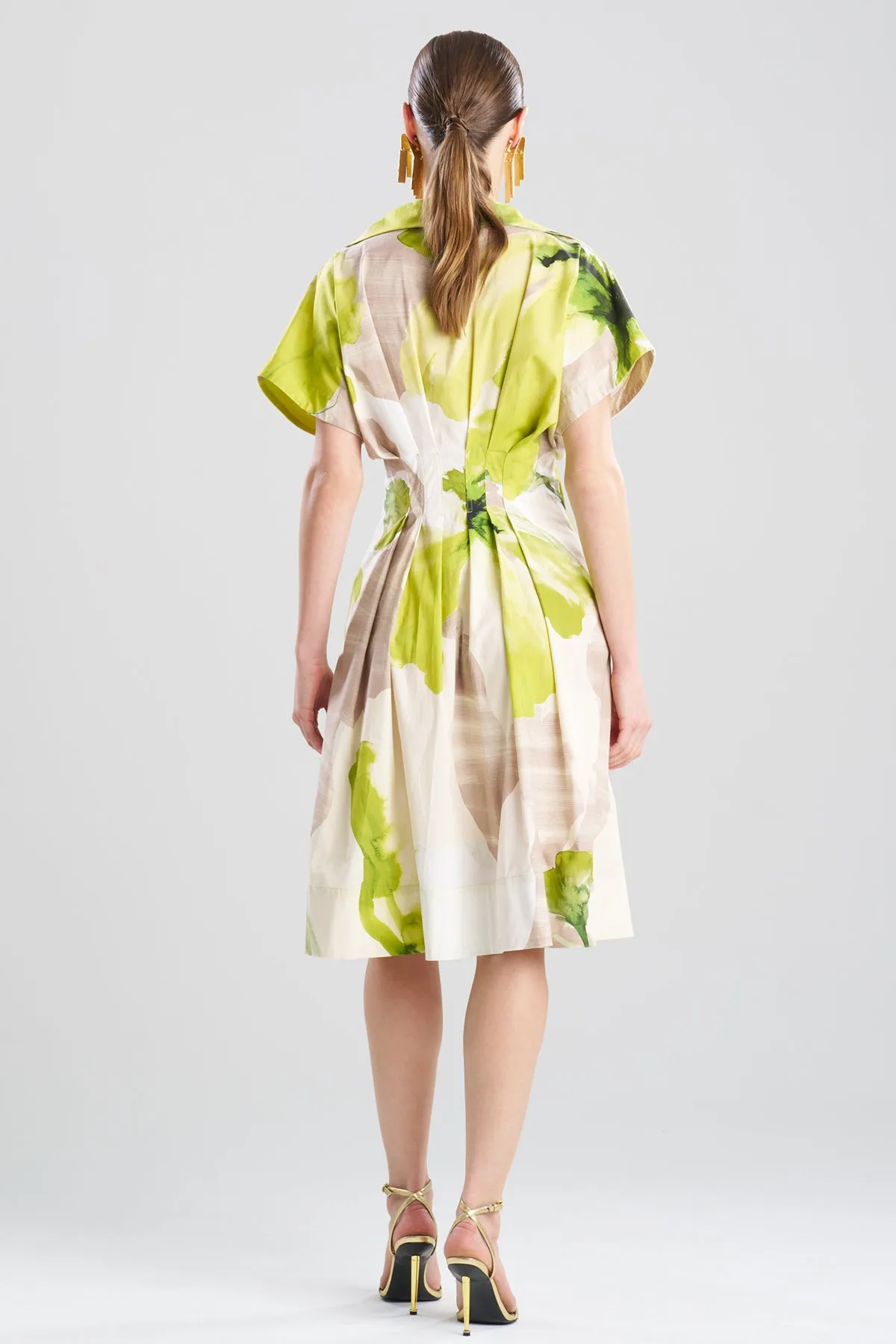 Orchid Cotton Poplin Pleat Release Button Down Shirtdress sold by Natori product image thumbnail 3