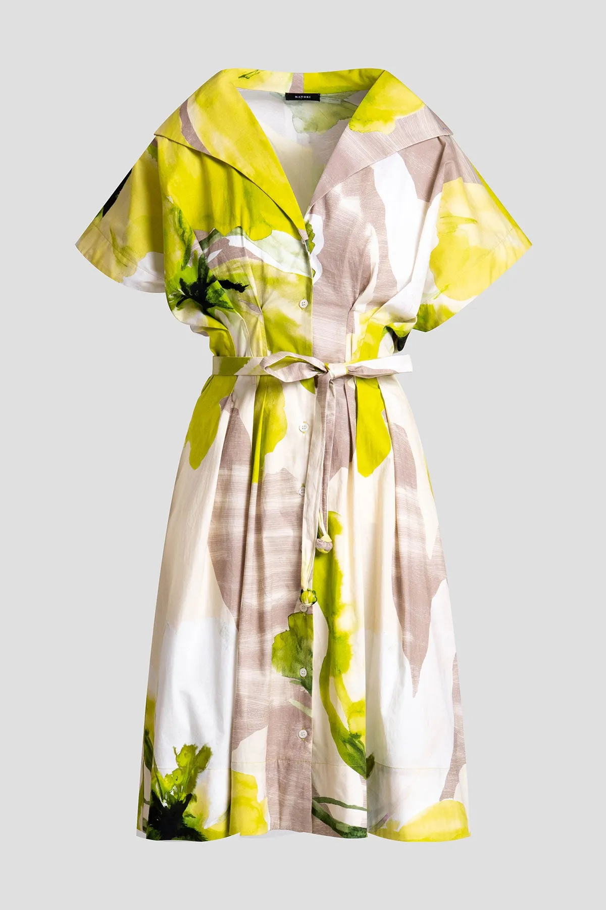 Orchid Cotton Poplin Pleat Release Button Down Shirtdress sold by Natori product image thumbnail 4