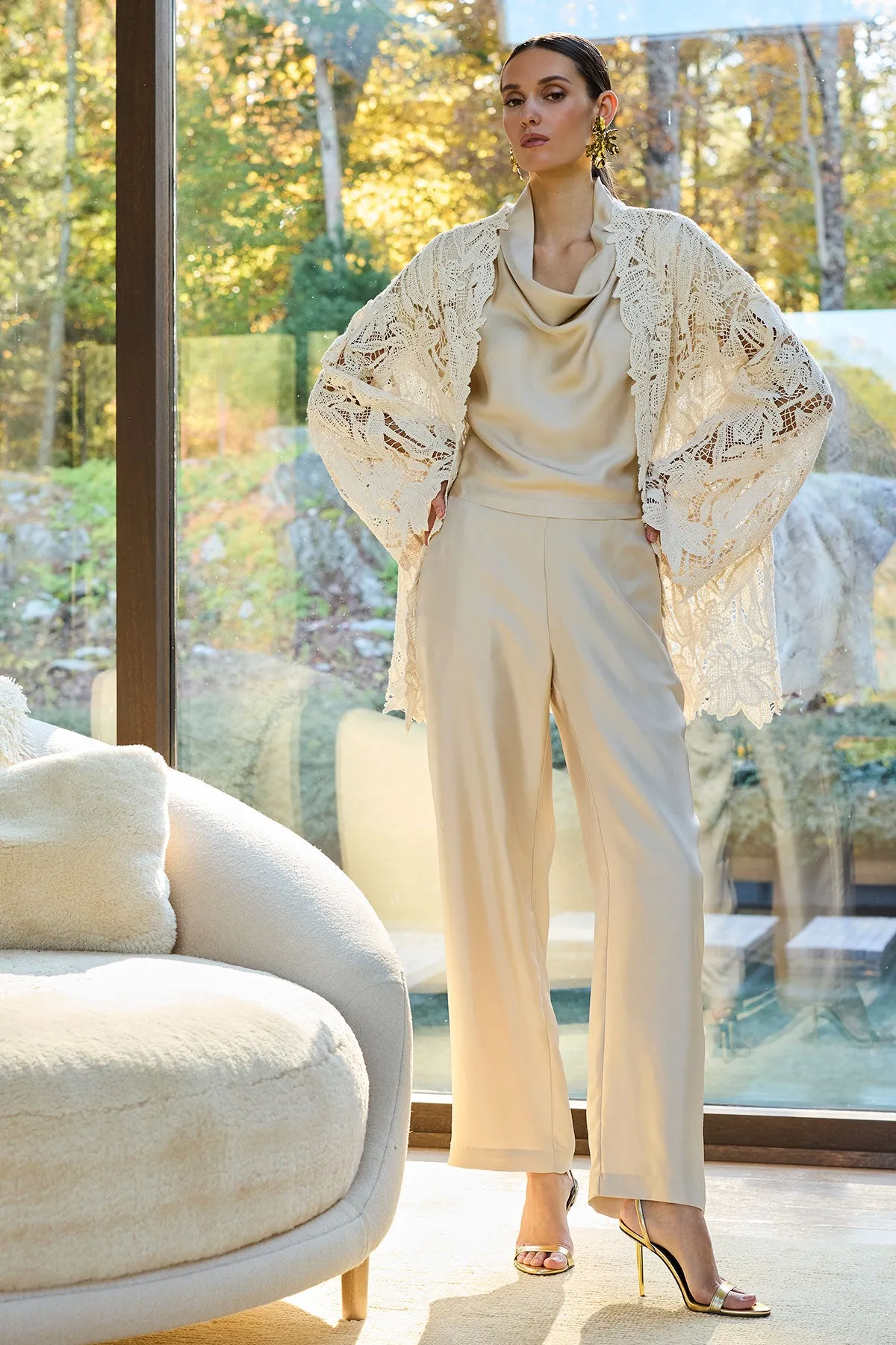 Solid Silk Twill Cowl Neck Top sold by Natori product image thumbnail 4