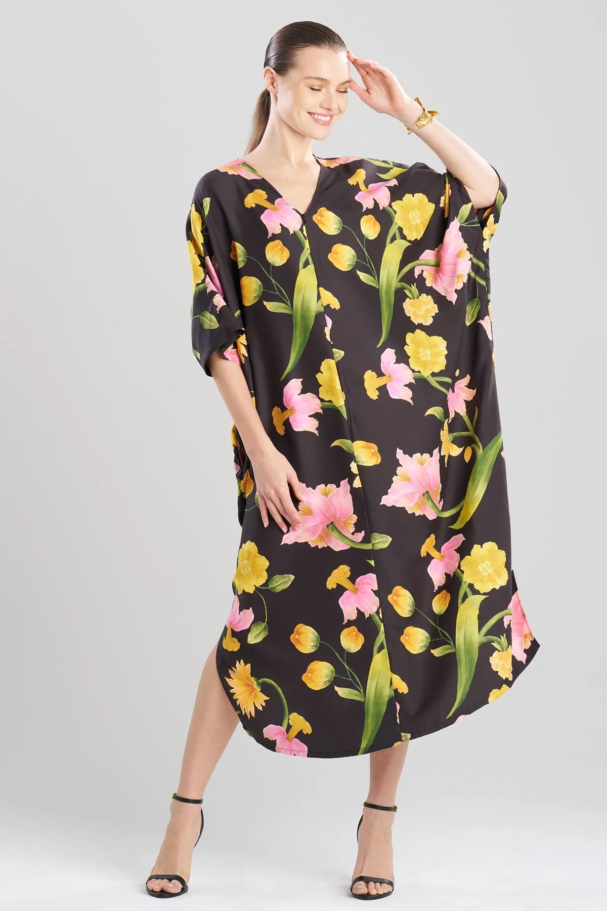 Solene Matte Charmeuse Zip Caftan sold by Natori product image thumbnail 2