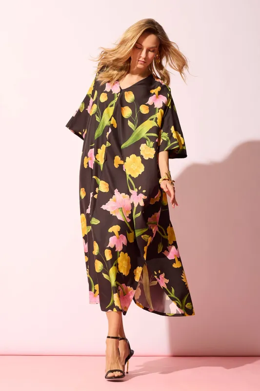 Solene Matte Charmeuse Zip Caftan made by Natori