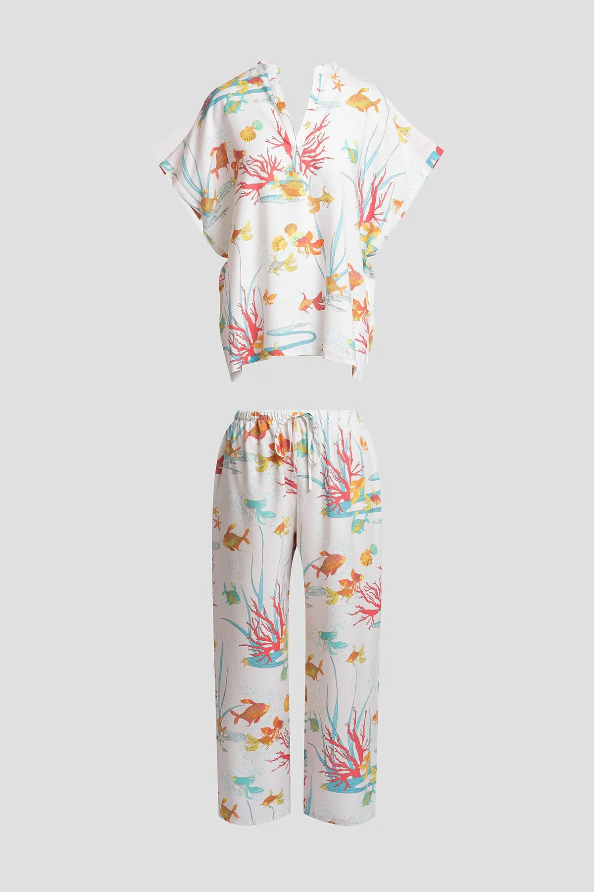 Ocean's Embrace Printed Challis Mandarin PJ Set sold by Natori product image thumbnail 5